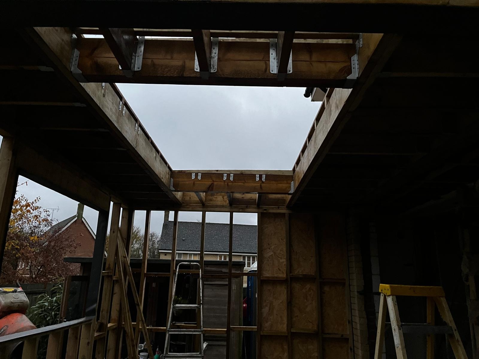 Extension in progress — internal roof lantern frame under construction